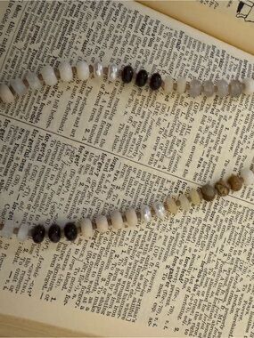 Anthropologie Multitone Neutral Beaded Necklace in Cream, White & Brown